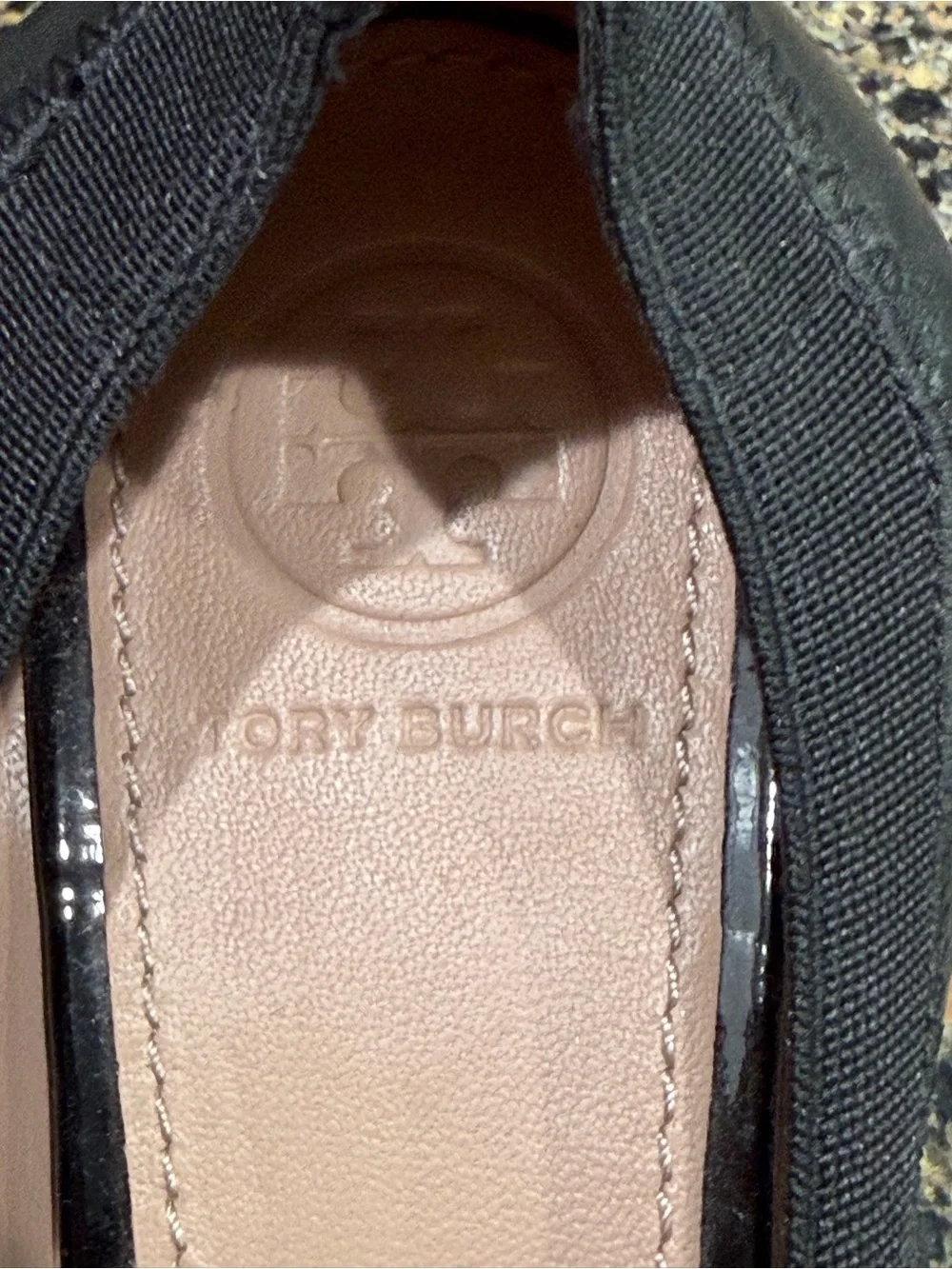 Tory Burch  Jolie Black Wedge Pumps with Gold Accent - Women's Shoes 7.5